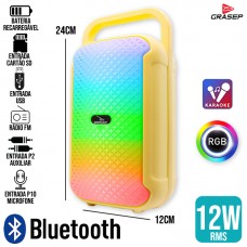 Caixa de Som Bluetooth D-S3210 Grasep - Amarela